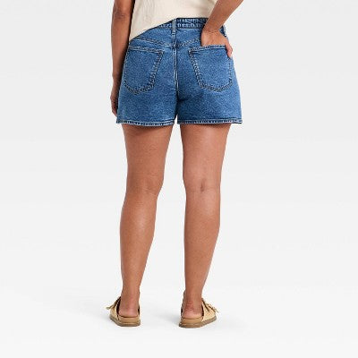 Women's High-Rise A-Line Denim Shorts 5" Medium Wash 4
