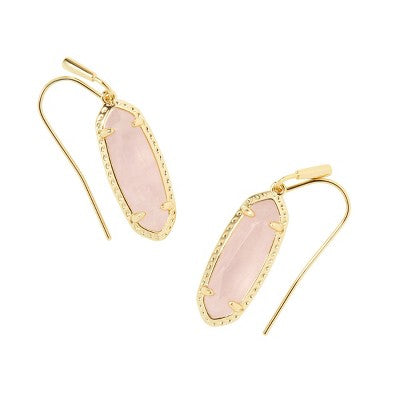 Kendra Scott Eva 14K Gold Over Brass Drop Earrings - Rose Quartz: Statement Jewelry, French Wire Closure