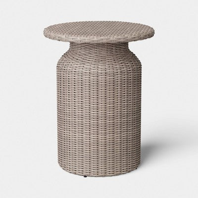 21.65" All-Weather Wicker Round Monochromatic Outdoor Patio Bistro Table Tan - Threshold (LOCAL PICKUP ONLY)