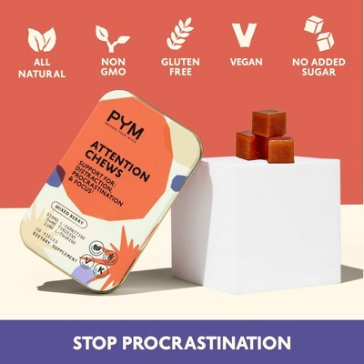 PYM Attention Vegan Chews - Focus Gummy Supplement - Mixed Berry - 20ct