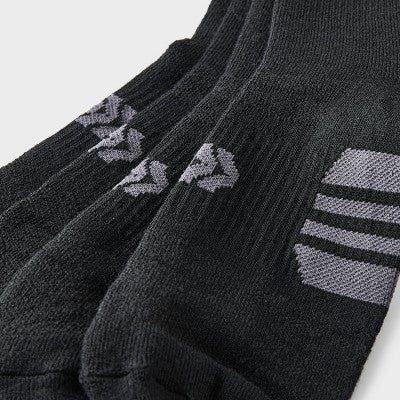 Men's Striped Surge Mesh Crew Socks 8pk - All In Motion Black 6-12: Cushioned Heel Toe, Midweight Knit