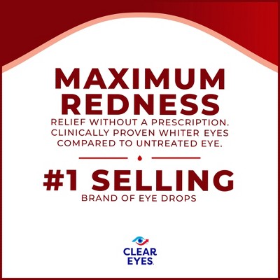 Clear Eyes Maximum Strength Eye Drops for Redness Relief, Dryness, Burning, & Irritation - 0.5 fl oz