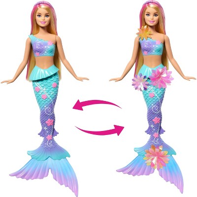 Barbie Flower Magic Mermaid Toy Doll with Surprise Blooming Flowers Feature, Long Blonde Hair with Pink Highlights