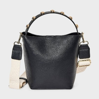 Studded Handle Mini Bucket Crossbody Handbag - Universal Thread Black