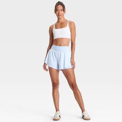 Women's Active Light High-Rise Flutter Run Shorts 3" Blue L