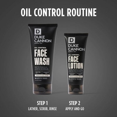 Duke Cannon Oil Control Face Wash - Shine-Reducing Facial Cleanser for Men - 6 fl. Oz: Aloe & Green Tea Formula