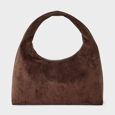 Faux Suede Soft Shoulder Bag - A New Day Brown