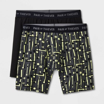 Pair of Thieves Men's Lines & Dots Super Soft Boxer Briefs 2pk - Black/Gray S