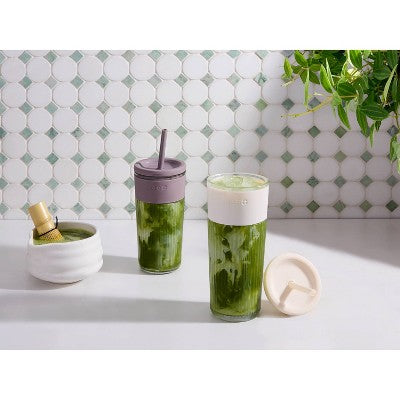 Ello Ava 24oz Glass Straw Tumbler Purple