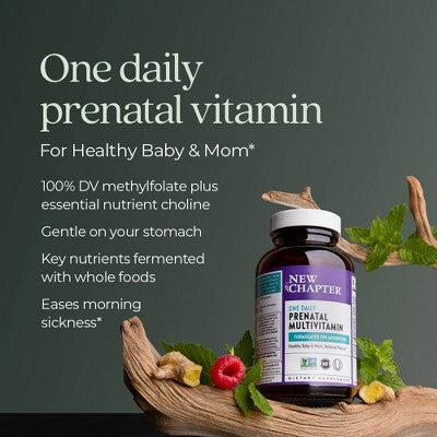New Chapter Prenatal with Methylfolate + Choline One Daily Multivitamin Tablets - 30ct: Certified Gluten-Free, Kosher