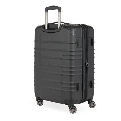SWISSGEAR Checklite Medium Checked Spinner Suitcase - Black: Polyester Structured Luggage