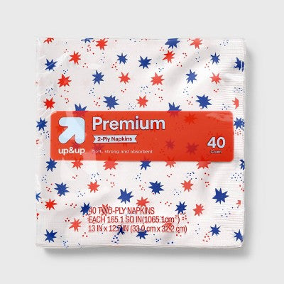 Disposable Napkins - Red White Blue - 40ct - up&up