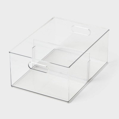 All Purpose Clear Storage Bin with Adjustable Divider Large - Brightroom