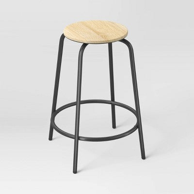 2pk 24" Wood with Metal Base Backless Counter Height Barstool Natural - Room Essentials (LOCAL PICKUP ONLY)