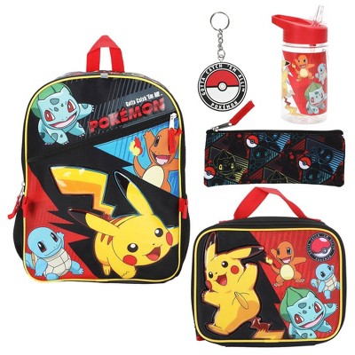 AS IS-MISSING WATER BOTTLE-Pokemon Kids' 16" Backpack 5pc Set - Black