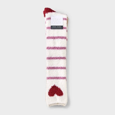 Women's Heart & Stripes 2pk Cozy Knee Socks 4-10