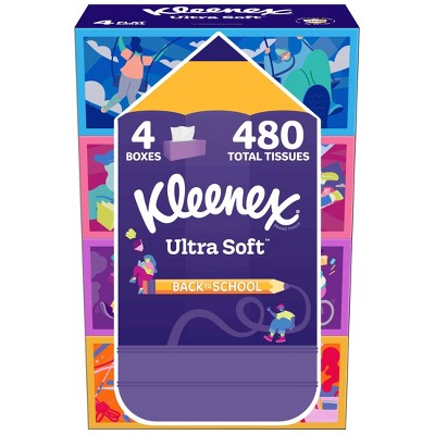 Kleenex Ultra Soft Back to School Facial Tissue - 4pk/120ct