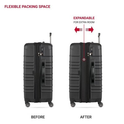 SWISSGEAR Cascade II Hardside Large Checked Spinner Suitcase - Black: (LOCAL PICKUP ONLY)