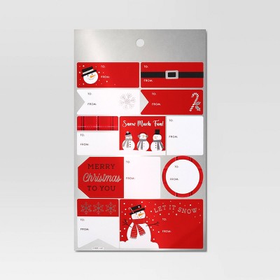 50ct Peel and Stick Christmas Gift Tag Red/Silver - Wondershop