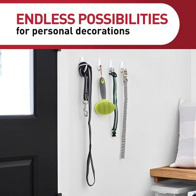 Command 4pk Damage-Free Hanging Medium Designer Hooks with 6 Adhesive Strips White