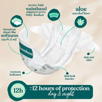 bumbum Luxury Skincare Disposable Diapers - Size 4 - 114ct
