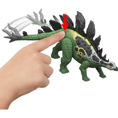 Jurassic World Gigantic Thrashers Stegosaurus Dinosaur Action Figure Toy, 2 Attacks & Evolve Feature