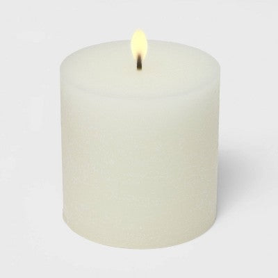 3" x 3" Pillar Candle Soft Cotton White - Threshold: Calming Aroma, Long Burn Time