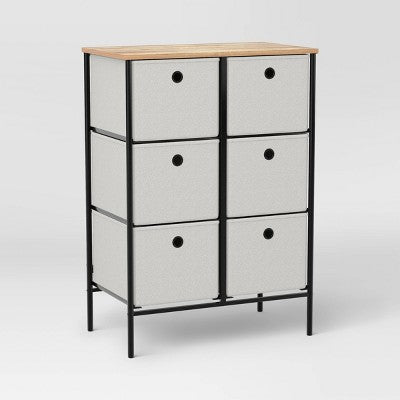 Fabric 6-Bin Tall Vertical Dresser Black Frame - Room Essentials (LOCAL PICKUP ONLY)