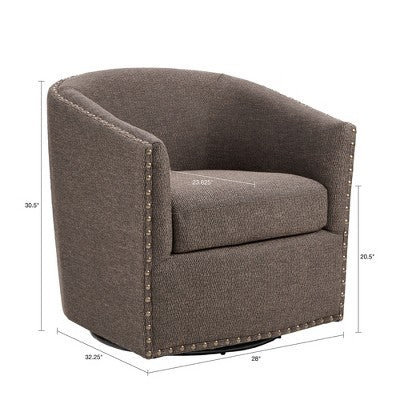 Madison Park Sheldon Swivel Chair Chocolate : Upholstered Accent, No Assembly, 300lb Capacity (LOCAL PICKUP ONLY)
