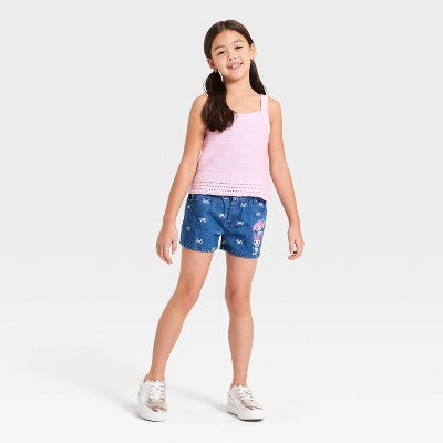 Girls' My Melody and Kuromi Bow Denim Shorts - Blue XS