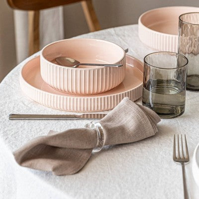over&back 27.5 fl oz Stoneware Ribbed Cereal Bowl Pink