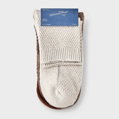 Women's Textured Stitch 3pk Ankle Socks - Universal Thread 4-10