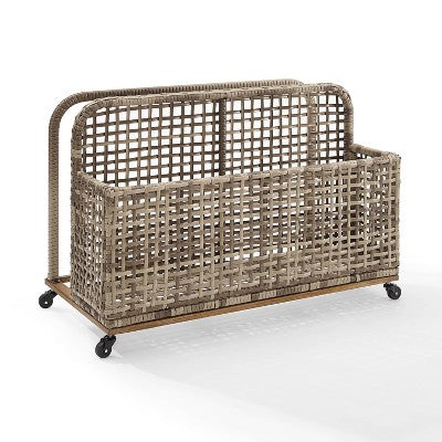 Ridley Outdoor Wicker & Metal Pool Storage Caddy - Gray - Crosley (LOCAL PICKUP ONLY)