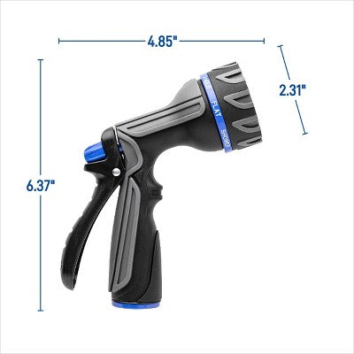 Orbit Q Series 8-Pattern Metal Rear Trigger Hose Nozzle Gray/Blue/Black