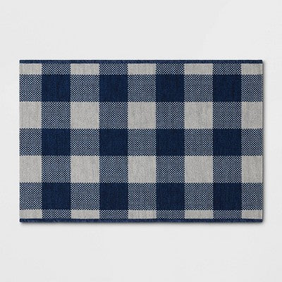 2'x3' Machine Washable Oversized Gingham Handwoven Scatter Accent Rug Gray/Blue - Room Essentials (LOCAL PICKUP ONLY)