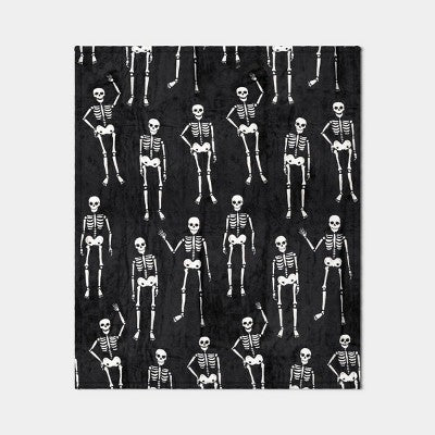 Halloween Skeletons Throw Blanket Black/Ivory - Hyde and EEK! Boutique