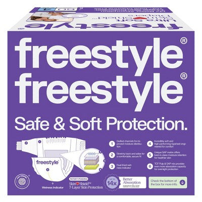 Freestyle Total Chlorine Free 14x Better Absorption Hypoallergenic Baby Diapers - Size 4 - 60ct