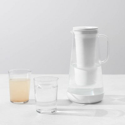LifeStraw Home 7 Cup Glass Water Filter Pitcher with Silicone Base White