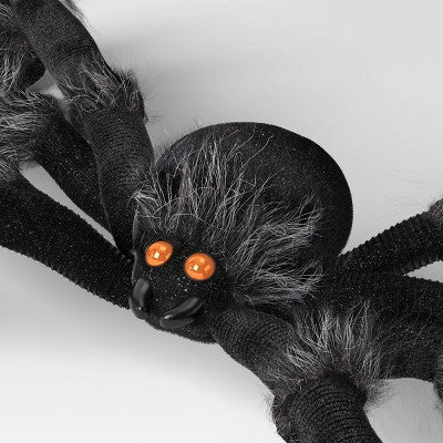 20" Plush Spider Halloween Decorative Prop Black - Hyde and EEK! Boutique: Iridescent Eyes, Indoor Display