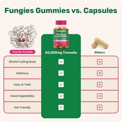 Fungies Tremella Mushroom Beauty Vitamin Vegan Gummies - 60ct