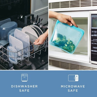 stasher Premium Silicone Reusable Food Storage Bags Lunch Starter Kit - Clear - 4pk