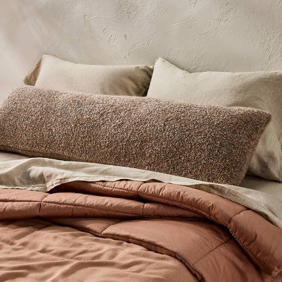 Textured Boucle Lumbar Decorative Throw Pillow Brown - Casaluna (LOCAL PICKUP ONLY)
