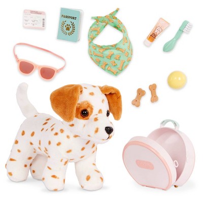 Our Generation Vacay Pup Posable 6'' Lemon Dalmatian Dog Plush for 18'' Dolls