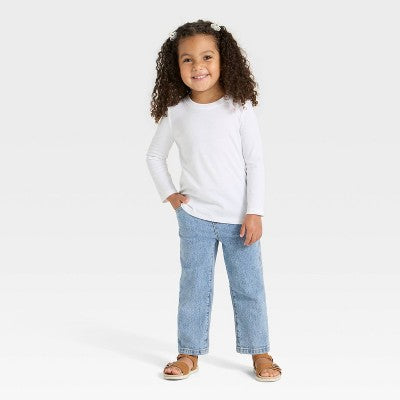 Toddler Girls' Long Sleeve Solid T-Shirt - Cat & Jack White 2T
