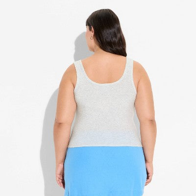 Women's Beaded Tank Top - Wild Fable Heather Gray Seashell XXL