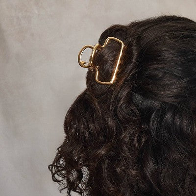 Kitsch Metal Medium Open Shape Puffy Claw Clip - Gold