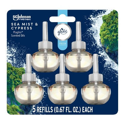Glade PlugIns Scented Oil Air Freshener Refills - Sea Mist & Cypress - 3.35 fl oz/5pk