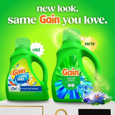 Gain Waterfall Delight Liquid Laundry Detergents 61 Loads - 81oz: Cold Water, Spill-Resistant Lid, Paraben-Free