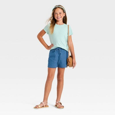 Girls' Pull-On Woven Shorts - Cat & Jack Medium Wash XXL