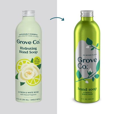 Grove Co. White Rose & Citron Hand Soap - Aluminum Bottle - 13 fl oz